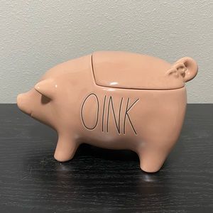 NEW Rae Dunn Oink Pastel Pink Pig Cookie Jar